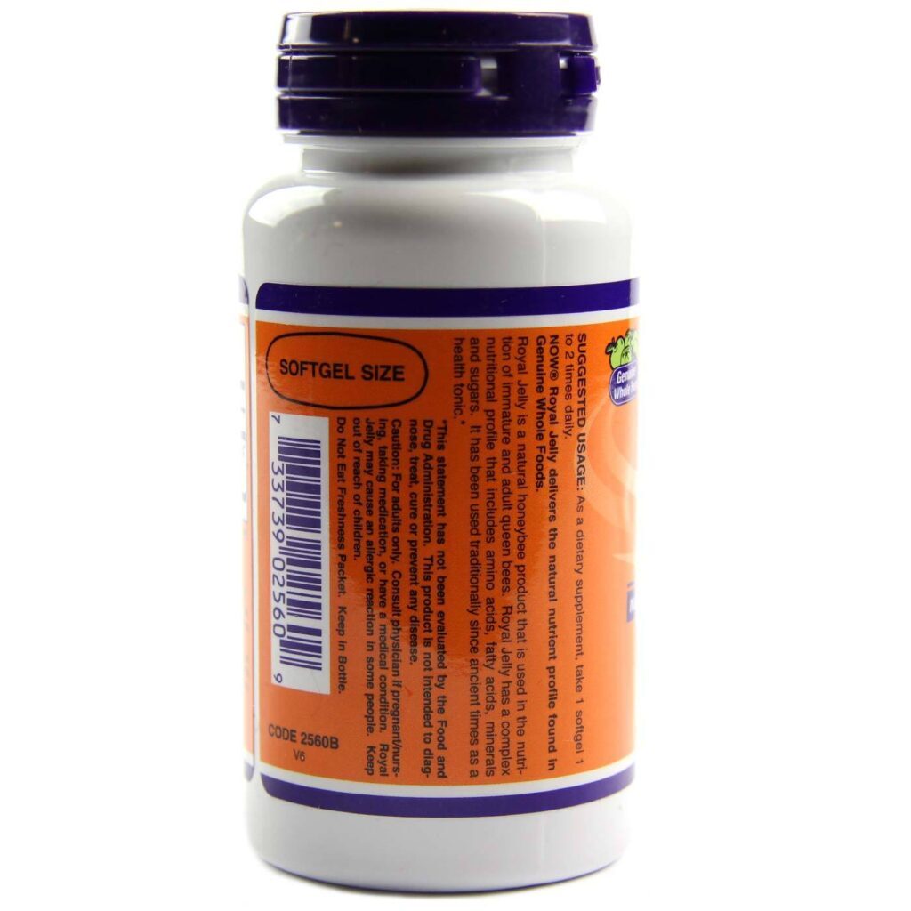 Now Foods Geléia Real 60 Cápsulas Gel: Vitalidade e Bem-Estar Natural - Imagem 3