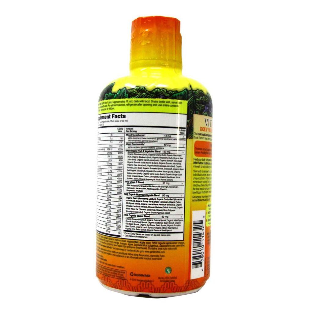 Garden of Life Vitamin Code Multivitamínico Líquido Laranja e Manga - 900ml - Imagem 3