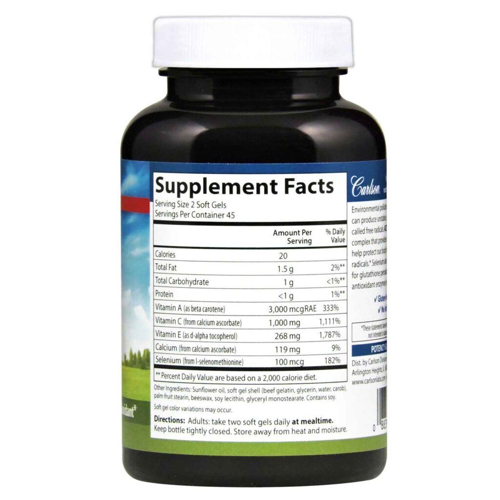 Carlson Labs ACES® Vitaminas A, C, E e Selênio - 90 Cápsulas: Potencialize Sua Imunidade e Vitalidade - Imagem 2