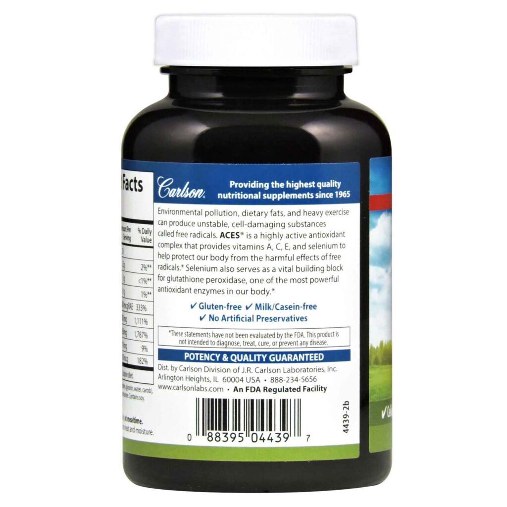 Carlson Labs ACES® Vitaminas A, C, E e Selênio - 90 Cápsulas: Potencialize Sua Imunidade e Vitalidade - Imagem 3