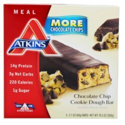 Atkins Barras Nutricionais Gotas de Chocolate e Massa de Cookies - 5 Unidades - Low Carb
