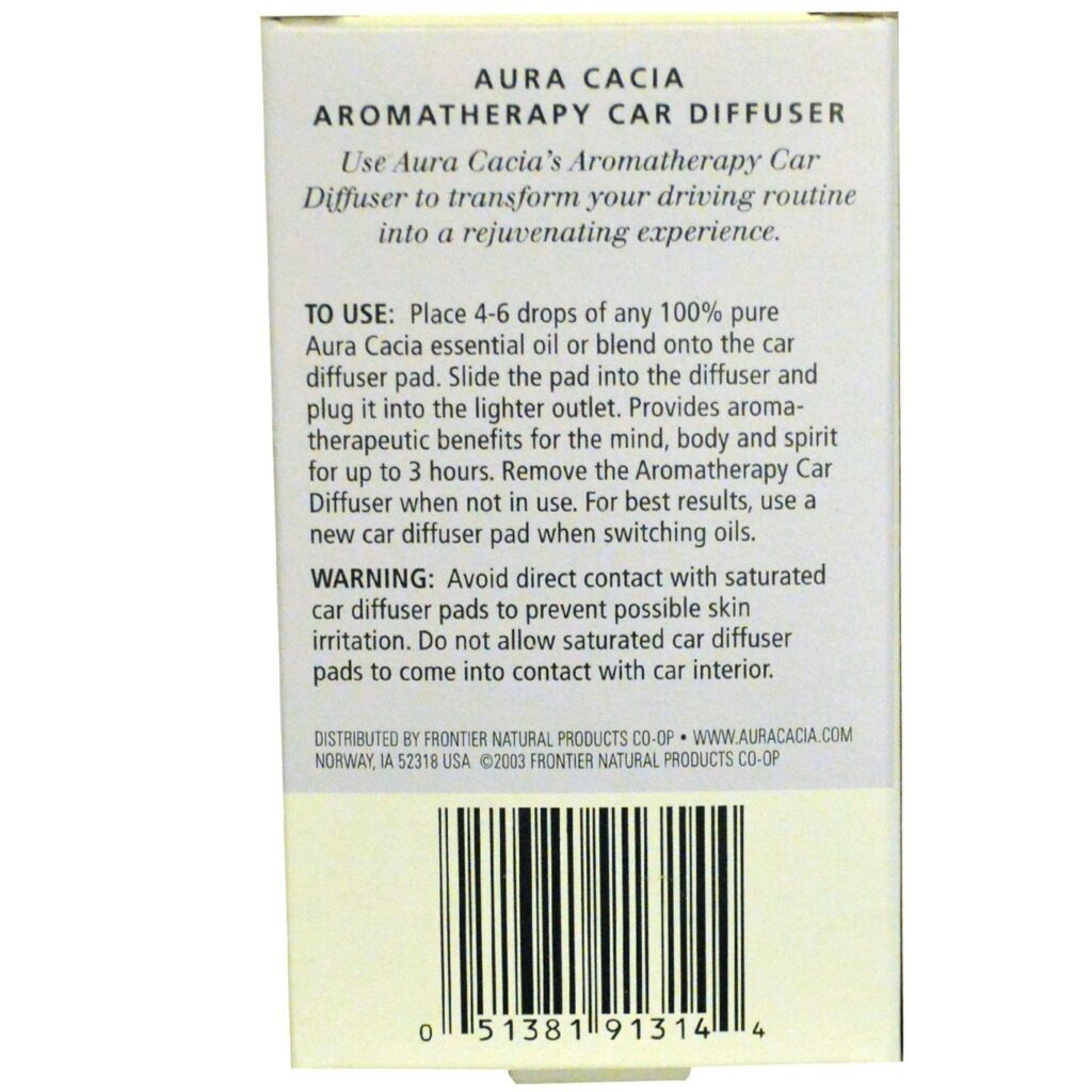 Aura Cacia Difusor Aromaterapia para Carros 1 Unidade: Aroma e Bem-Estar na Sua Viagem - Imagem 2