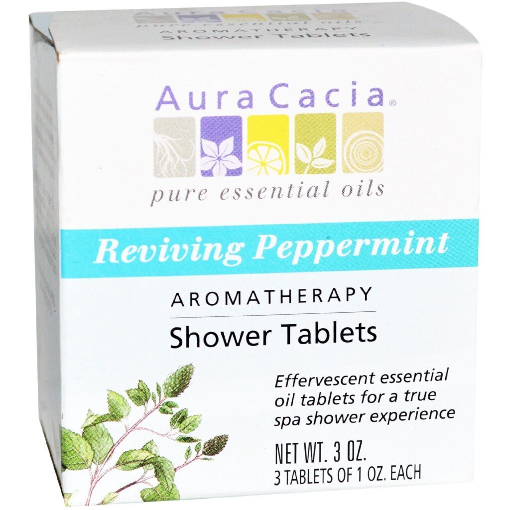 Aura Cacia, Tabletes de Banho Efervescentes com Óleo de Hortelã-Pimenta - 3 Unidades para Revigorar