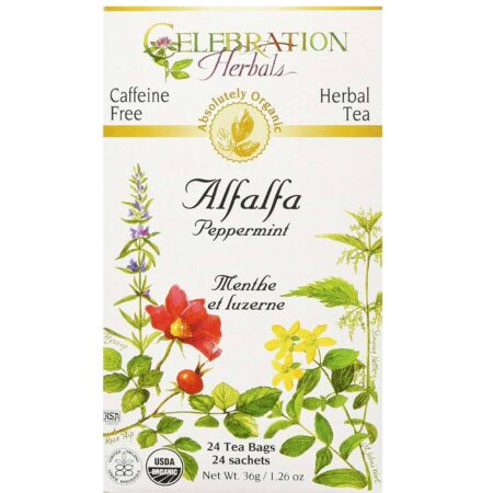 Celebration Herbals Herbal Tea, Chá Orgânico de Alfalfa e Hortelã-Pimenta - 24 Saquinhos de Chá