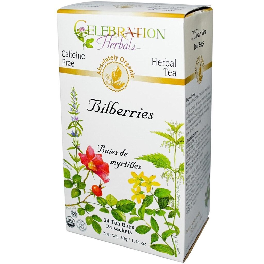 Chá de Mirtilos Orgânico Celebration Herbals - 24 Saquinhos para Bem-Estar Natural