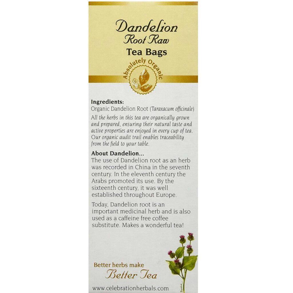 Chá de Raiz Dente de Leão Orgânico Celebration Herbals - 24 Saquinhos Puro e Natural - Imagem 4