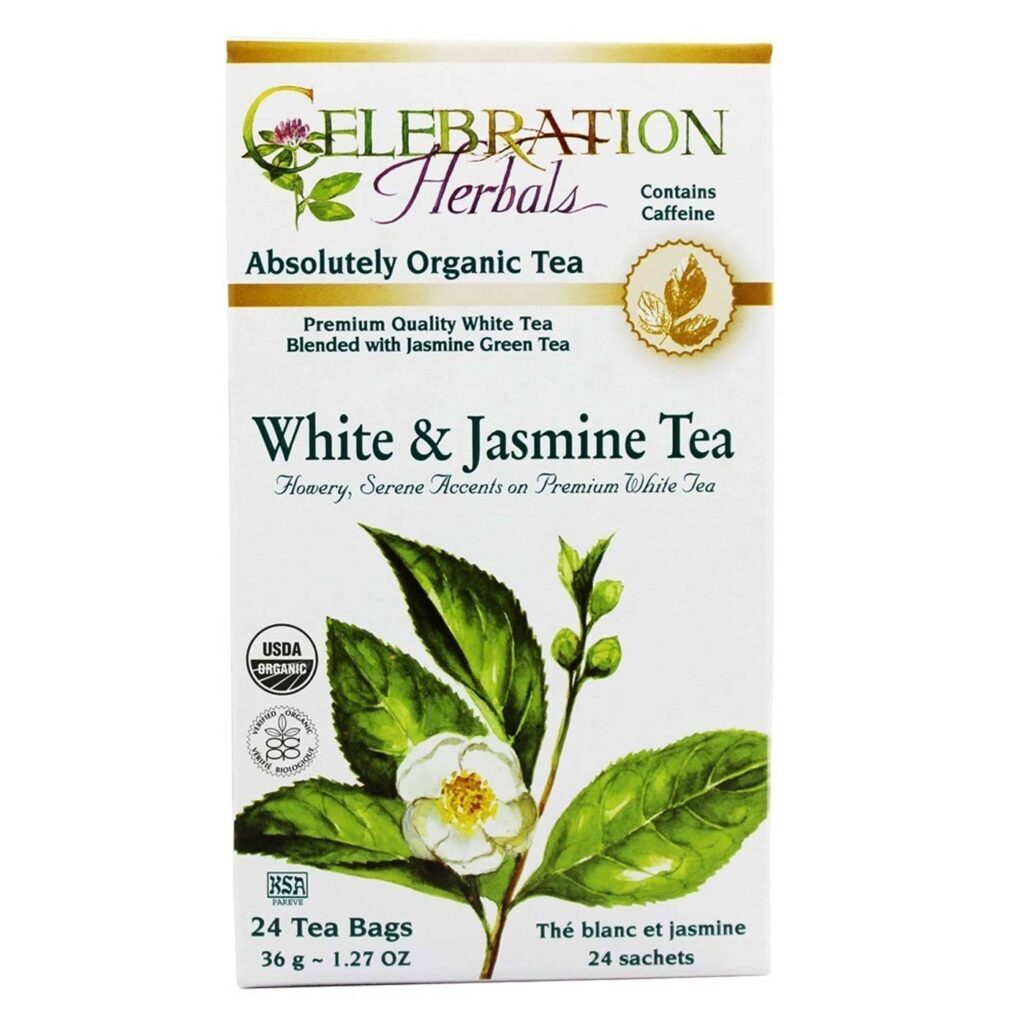 Celebration Herbals Chá Branco e Jasmine Orgânico - 24 Saquinhos de Chá para Bem-Estar
