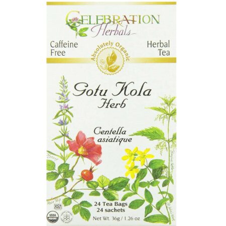 Celebration Herbals Herbal Tea, Chá de Gotu Kola Orgânico - 24 Saquinhos de Chá