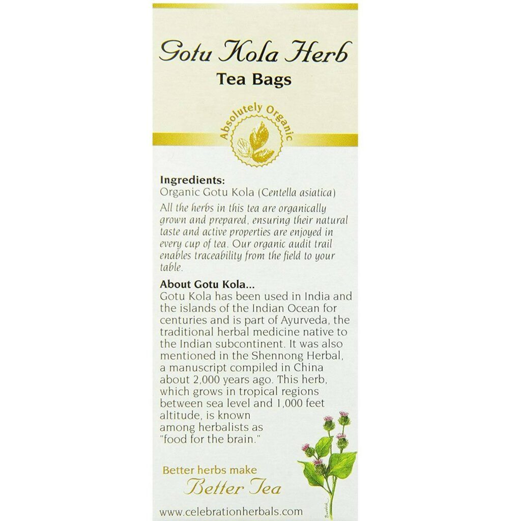 Chá de Gotu Kola Orgânico Celebration Herbals - 24 Saquinhos de Chá para Bem-Estar - Imagem 2