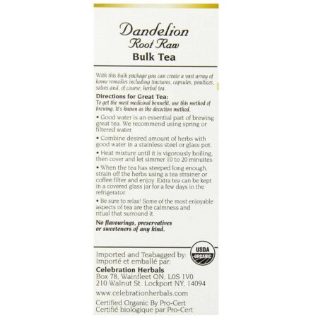 Celebration Herbals, Herbal Tea, Chá de Raíz de Dente de Leão Orgânico - 65 g (3,17 oz) - Image 4