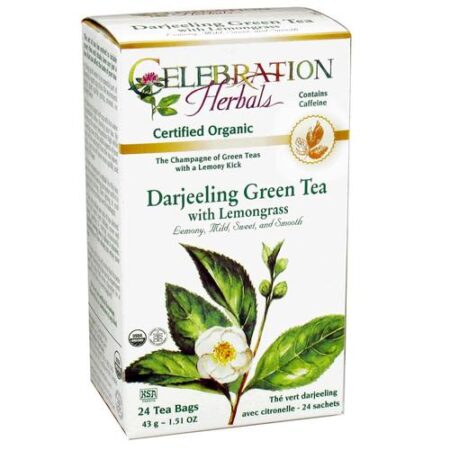 Celebration Herbals, Chá Verde com Capim-Limão Orgânico - 24 Saquinhos de Chá