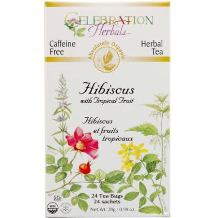 Celebration Herbals, Chá de Hibiscus com Frutas Tropicais - Orgânico - 24 Saquinhos de Chá