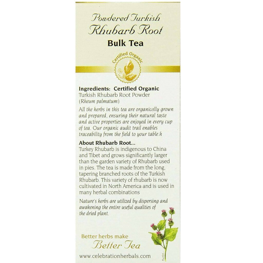 Celebration Herbals Chá de Raiz de Ruibarbo Turco Orgânico 94g (105ml) - Imagem 2
