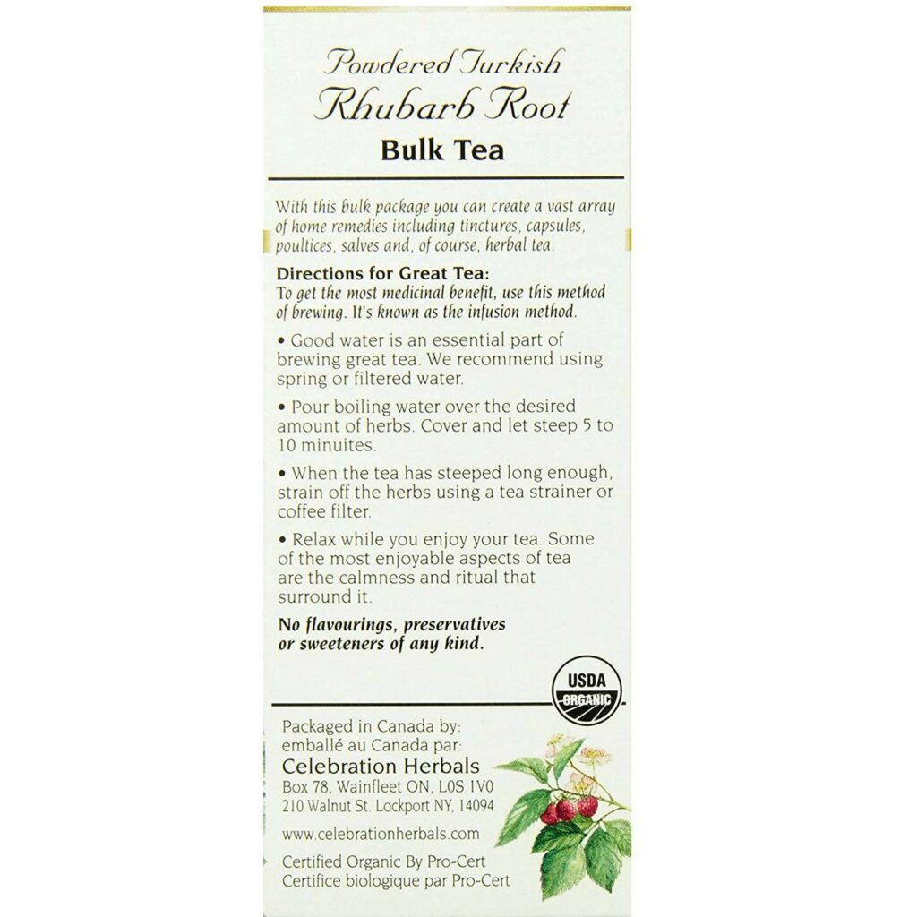 Celebration Herbals Chá de Raiz de Ruibarbo Turco Orgânico 94g (105ml) - Imagem 4