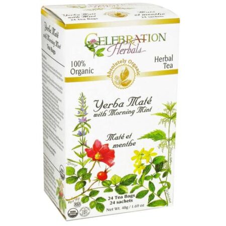 Celebration Herbals, Chá Erva Mate com Hortelã da Manhã - 24 Sacos de Chá