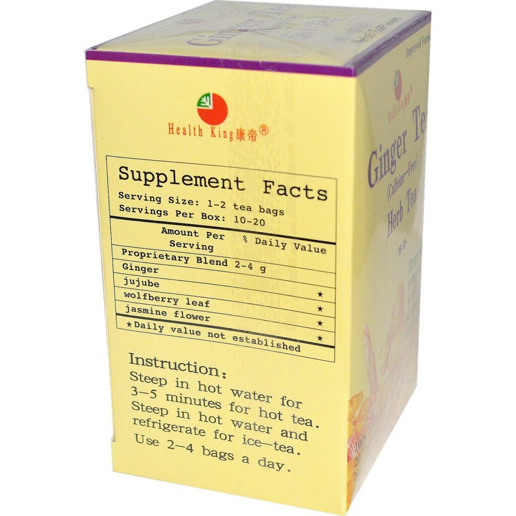 Health King and Balanceuticals Chá de Gengibre Sem Cafeína - 20 Saquinhos para Bem-Estar - Imagem 2