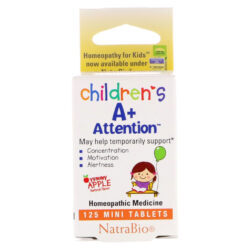 Natra-Bio A + Attention Maçã Yummy 125 Mini Tablets para Foco e Concentração
