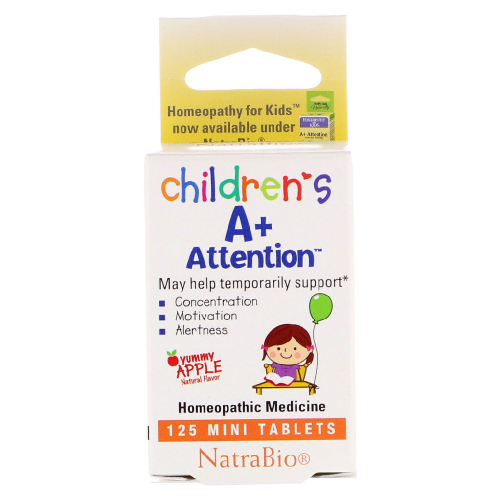 Natra-Bio A + Attention Maçã Yummy 125 Mini Tablets para Foco e Concentração