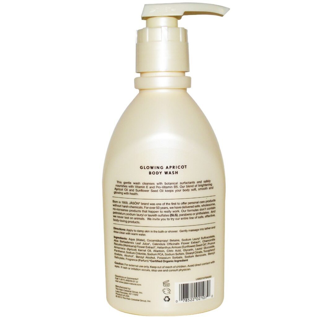 Jason Natural Cosmetics Sabonete Corporal Líquido Damasco Brilhante - 887 ml - Imagem 2
