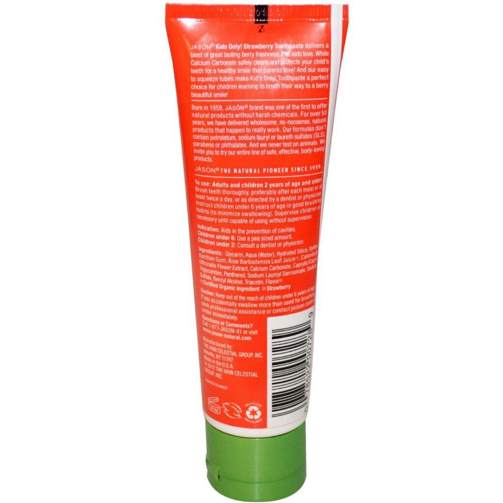 Jason Natural Cosmetics Creme Dental Infantil Sabor Morango - 209g (4,2 oz) - Imagem 2