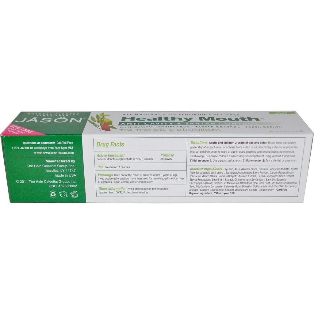 Jason Natural Cosmetics Creme Dental Sorriso Saudável Anti-Cárie e Tártaro 170g - Imagem 2