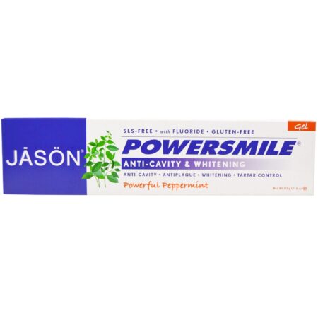 Jason Natural Cosmetics, PowerSmile® - Gel Dental Anti-cárie e Clareador - 170g