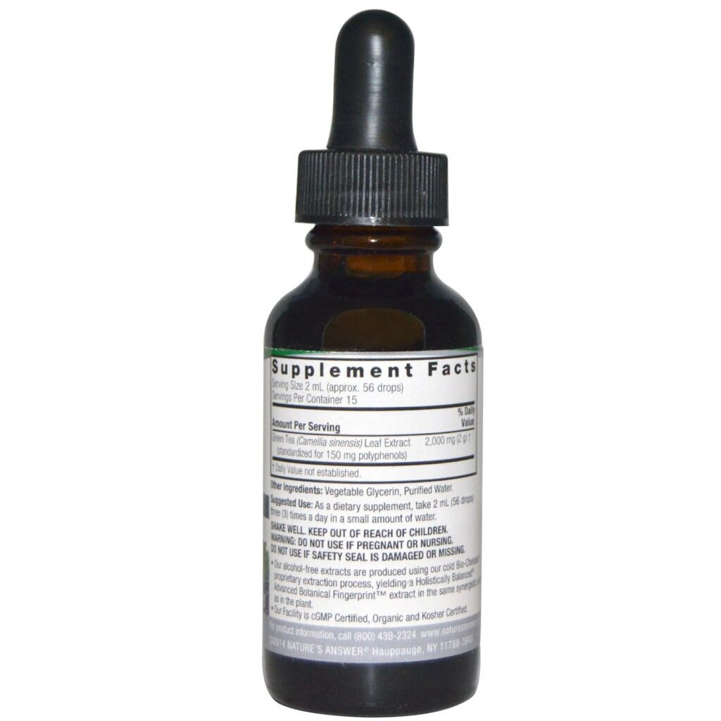 Nature's Answer Extrato de Chá Verde Sem Álcool 30ml - Suplemento Antioxidante - Imagem 2