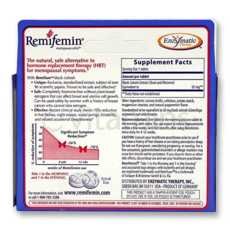 Enzymatic Therapy, Remifemin® Terapia da Menopausa - 120 Tabletes - Image 2