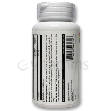 Solaray, L-Carnitina 500 mg - 60 Cápsulas - Image 3