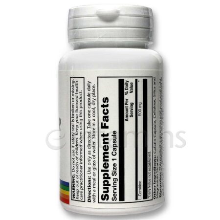 Solaray L-Carnitina 500 mg 30 Cápsulas - Image 2