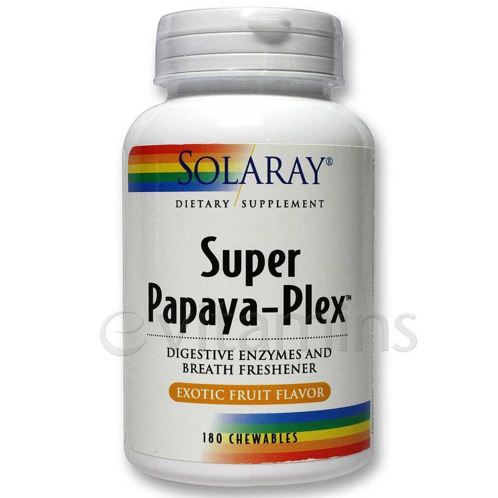 Solaray Super Papaya Plex 180 Tabletes Mastigáveis: Saúde Digestiva e Bem-Estar