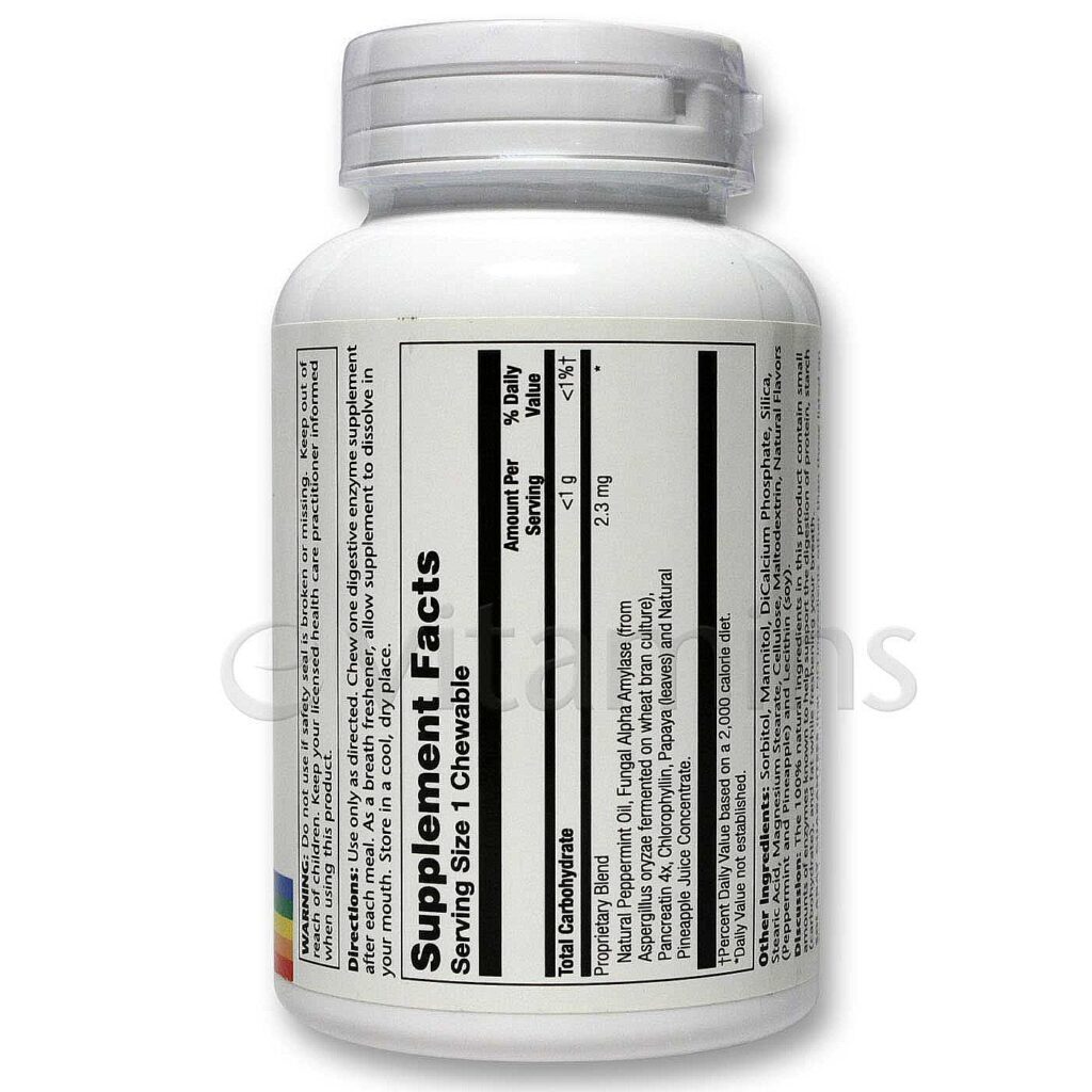 Solaray Super Papaya Plex 180 Tabletes Mastigáveis: Saúde Digestiva e Bem-Estar - Imagem 3