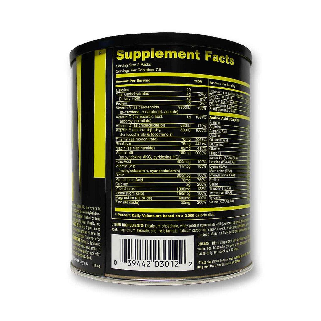 Universal Nutrition Animal Pak - Suplemento Completo para Treino - 15 pacotes - Imagem 2