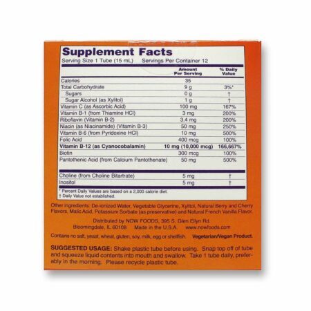 Now Foods Shots B-12 Energia Mix de Frutas - 12 Shots (15 ml Cada) - Imagem 3