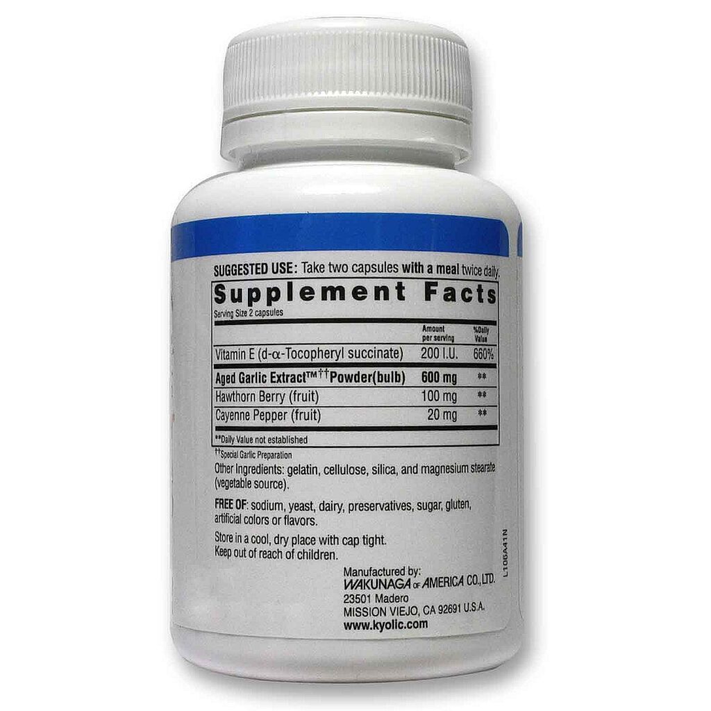 Kyolic Fórmula Io6 Coração Saudável com Vitamina E e Pimenta de Caiena - 100 Cápsulas - Imagem 2