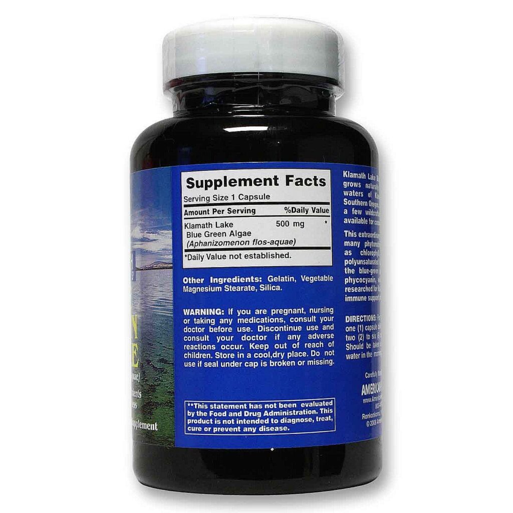 Algas Azul-Verde American Health 500 mg Klamath Shores - 120 Cápsulas - Imagem 2