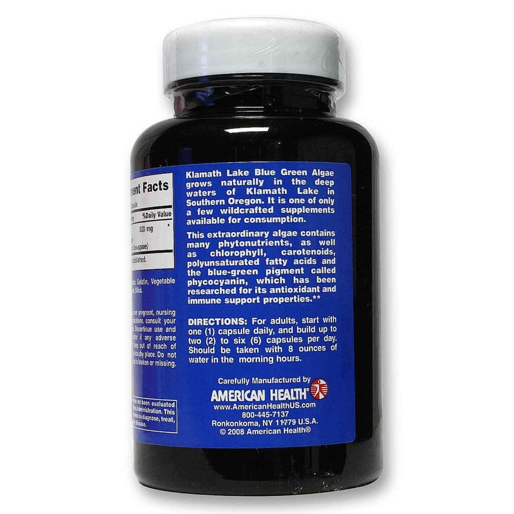 Algas Azul-Verde American Health 500 mg Klamath Shores - 120 Cápsulas - Imagem 3
