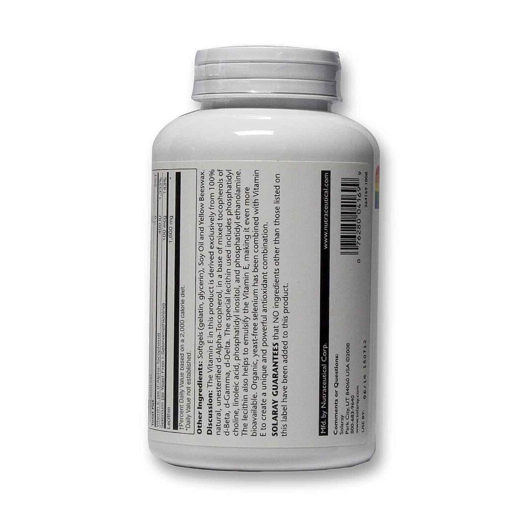 Solaray Bio E com Selênio - Vitamina E Potencializada com Selênio | 120 Cápsulas - Imagem 3