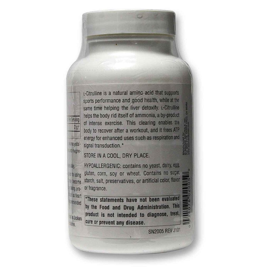 Source Naturals L-Citrulina 500 mg - 120 Cápsulas: Energia e Desempenho para o Seu Dia - Imagem 3