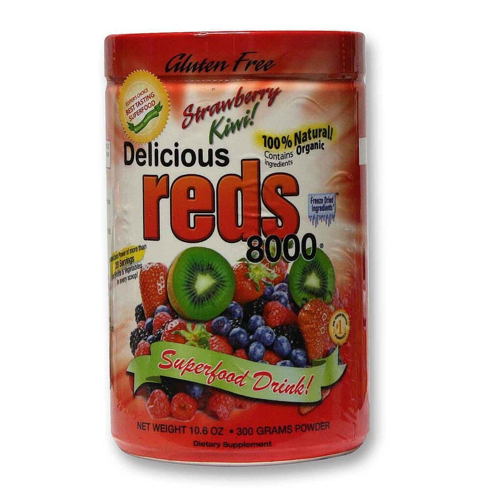 Greens World Inc. Vermelhos Deliciosos 8000 Morango e Kiwi 300g - Potência Antocianina para Saúde e Vitalidade