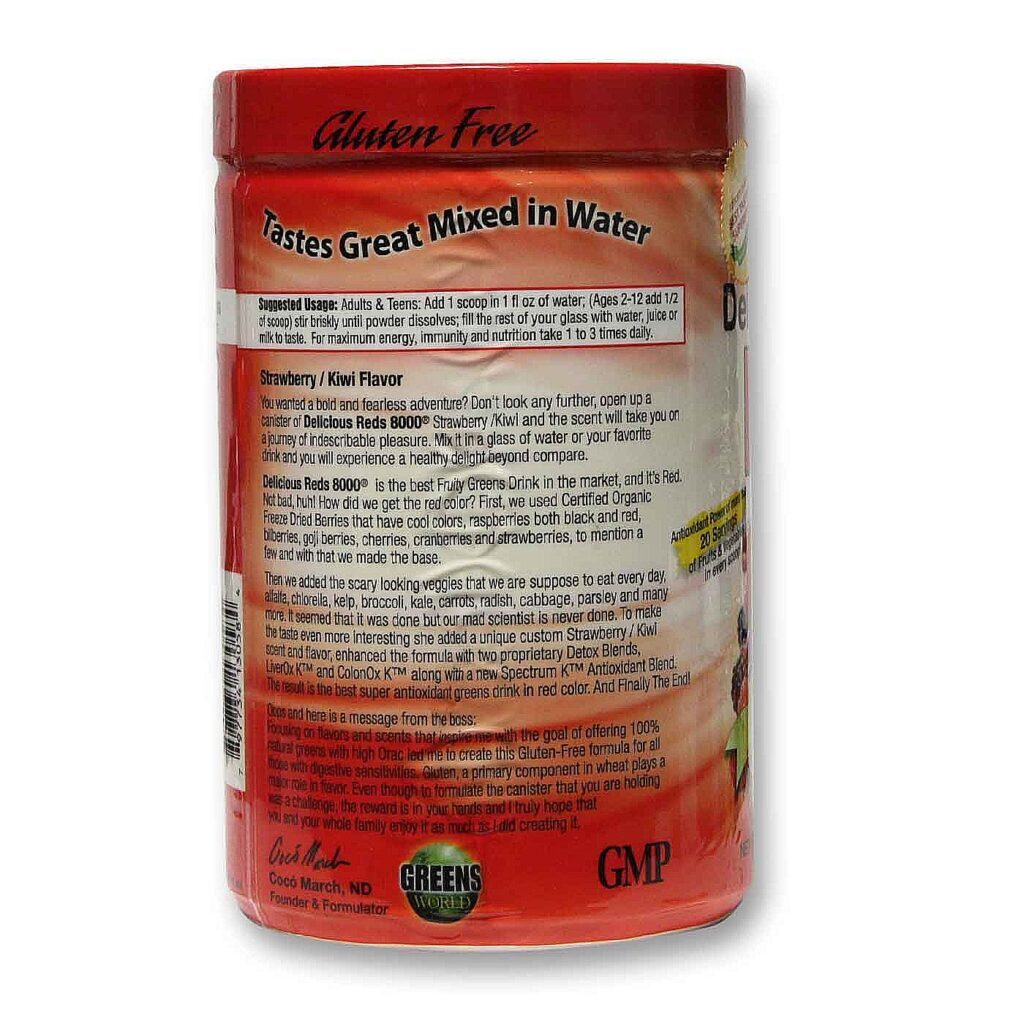 Greens World Inc. Vermelhos Deliciosos 8000 Morango e Kiwi 300g - Potência Antocianina para Saúde e Vitalidade - Imagem 3