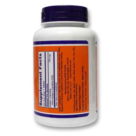 Now Foods Acetil- L-Carnitina 750 mg - 90 Tabletes - Image 2