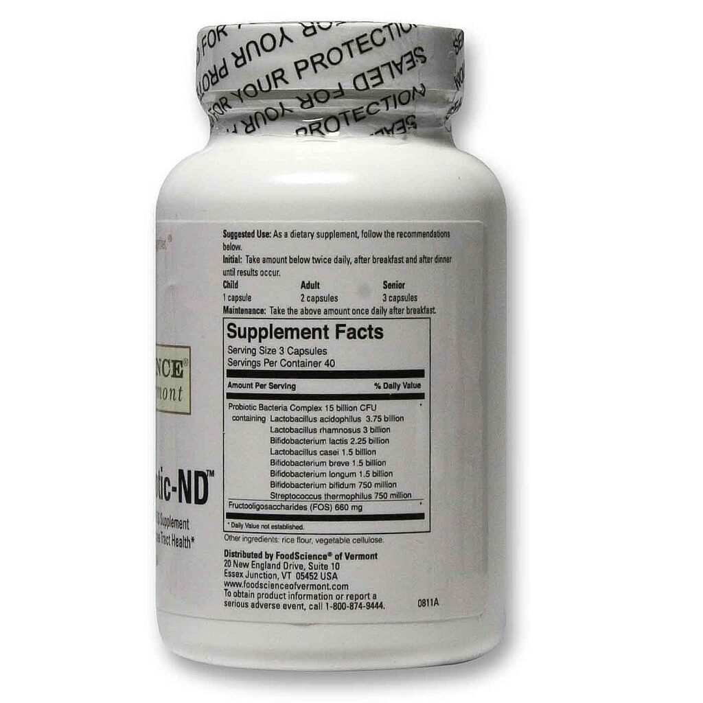 Food Science of Vermont Mega Probiótico-ND 120 Cápsulas Vegetarianas para Saúde Intestinal - Imagem 2
