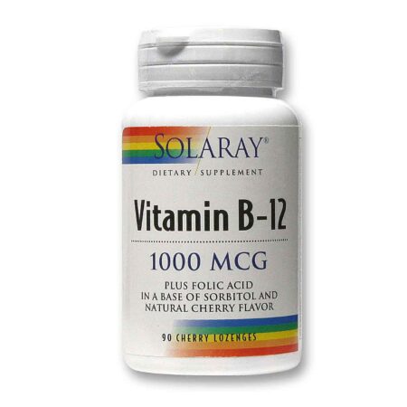 Solaray, Vitamina B12 1000 mcg Cereja - 90 Pastilhas