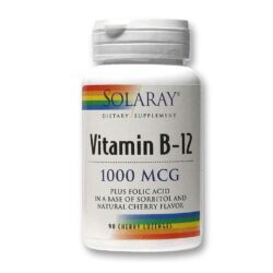 Solaray Vitamina B12 1000 mcg Cereja - 90 Pastilhas para Energia e Bem-Estar
