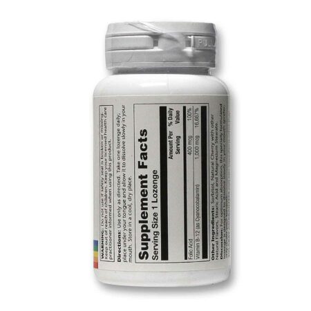 Solaray, Vitamina B12 1000 mcg Cereja - 90 Pastilhas - Image 2