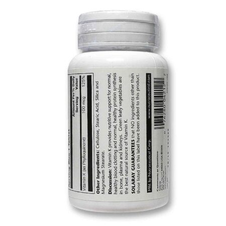 Solaray, Vitamina K 100 mcg - 100 Tabletes - Image 3