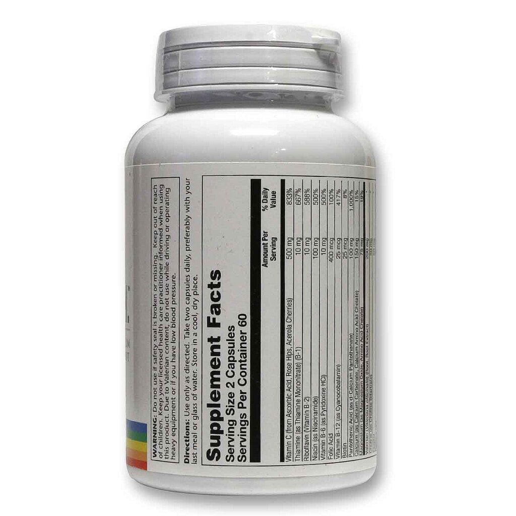 Solaray B-Estresse PM: Vitamina B para Relaxamento Noturno - 120 Cápsulas Vegetarianas - Imagem 2