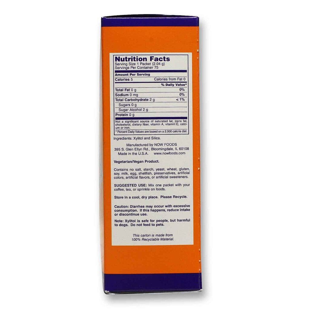 Now Foods Xilitol Puro - Adoçante Natural 75 Pacotes - Saúde e Bem-Estar - Imagem 2