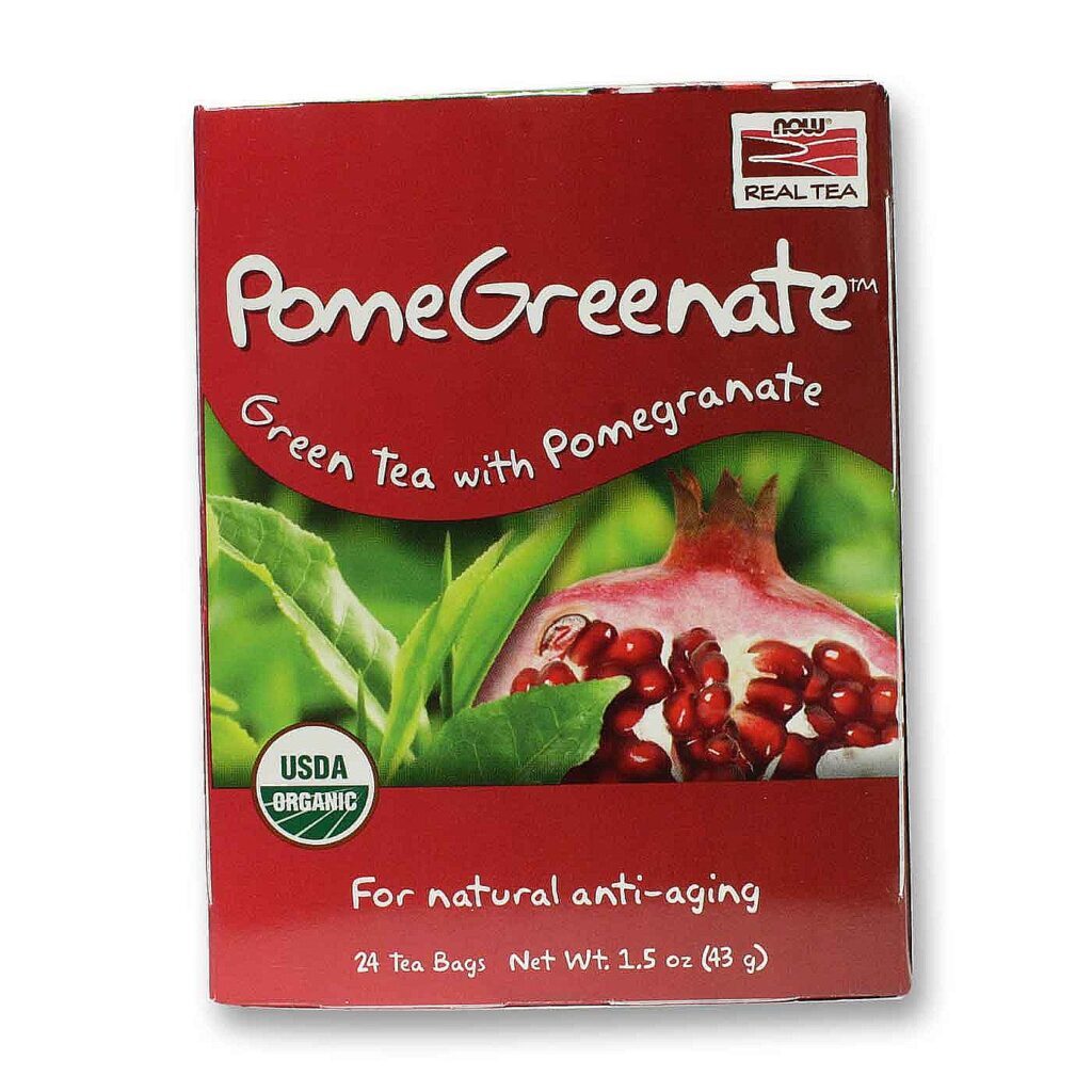 Now Foods PomeGreenate Chá Verde com Romã - 24 Saquinhos de Chá para Bem-Estar